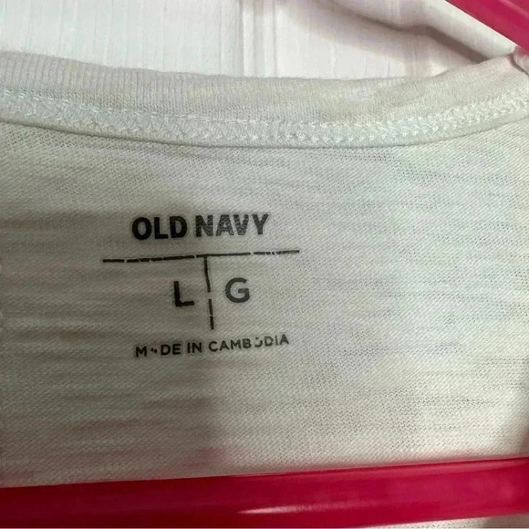 Old Navy T-Shirt White / Blue Stripes Size Large - Picture 9 of 16